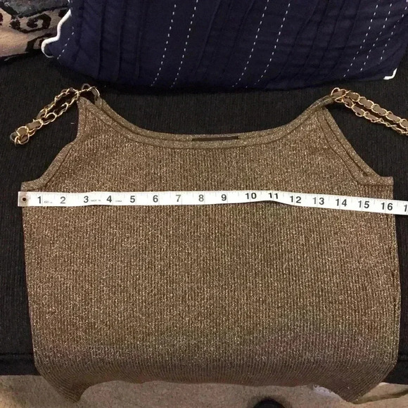 Cable and gauge Silk Blend Metallic Sparkle Tank Top w/spaghetti straps-Size L - Picture 6 of 7